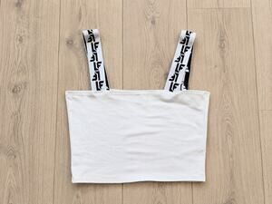 LF The Brand White Logo Strap Crop Tank Top Small Y2K Stretch Cami Made In USA